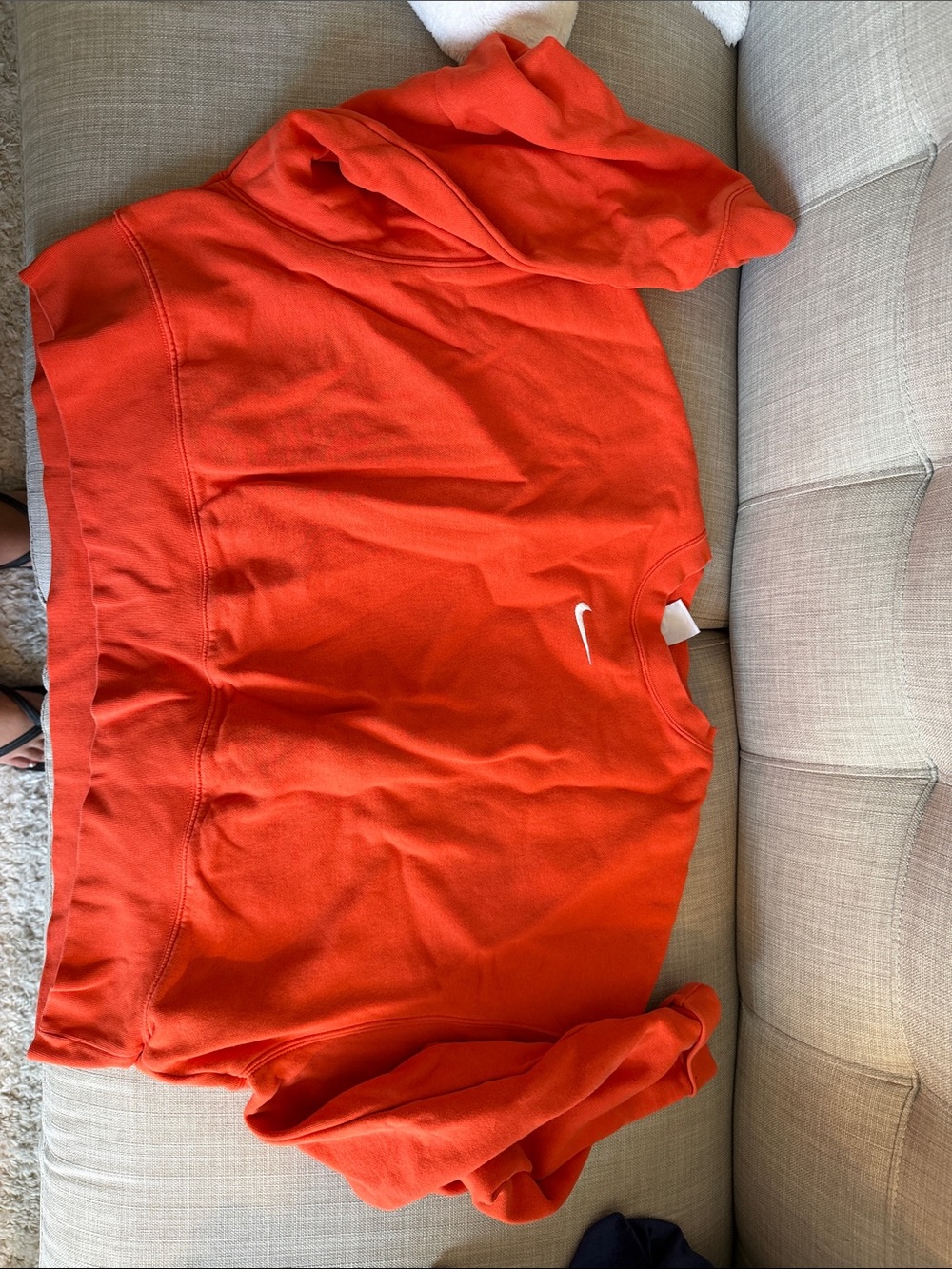 Nike Orange Crewneck Sweatshirt with Black Logo Tag
